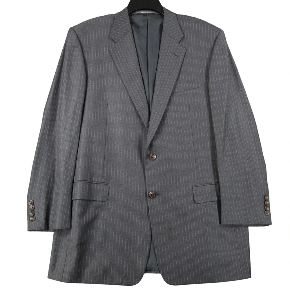 Hickey Freeman Sport Coat Mens 44L Wool Pinstripe Mitchells Westport Business